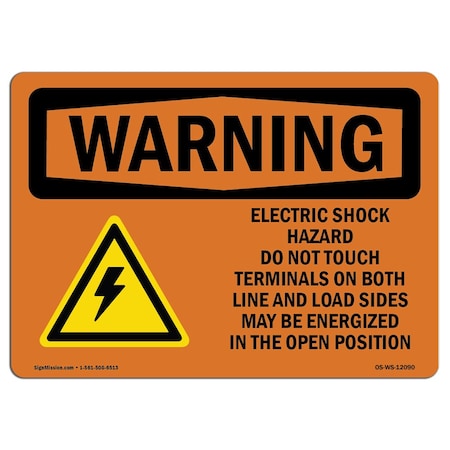 Signmission Safety Sign, OSHA WARNING, 12" Height, 18" Width, Aluminum, Electric Shock Hazard Do Not, Landscape OS-WS-A-1218-L-12090
